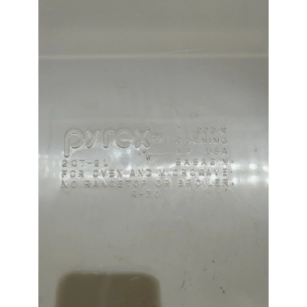Pyrex 222-R Brown 2QT 2L Clear Glass Square Baking Dish Oven and Microwave Safe